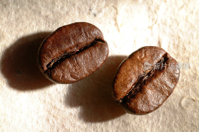 Roasted coffee beans close-up.